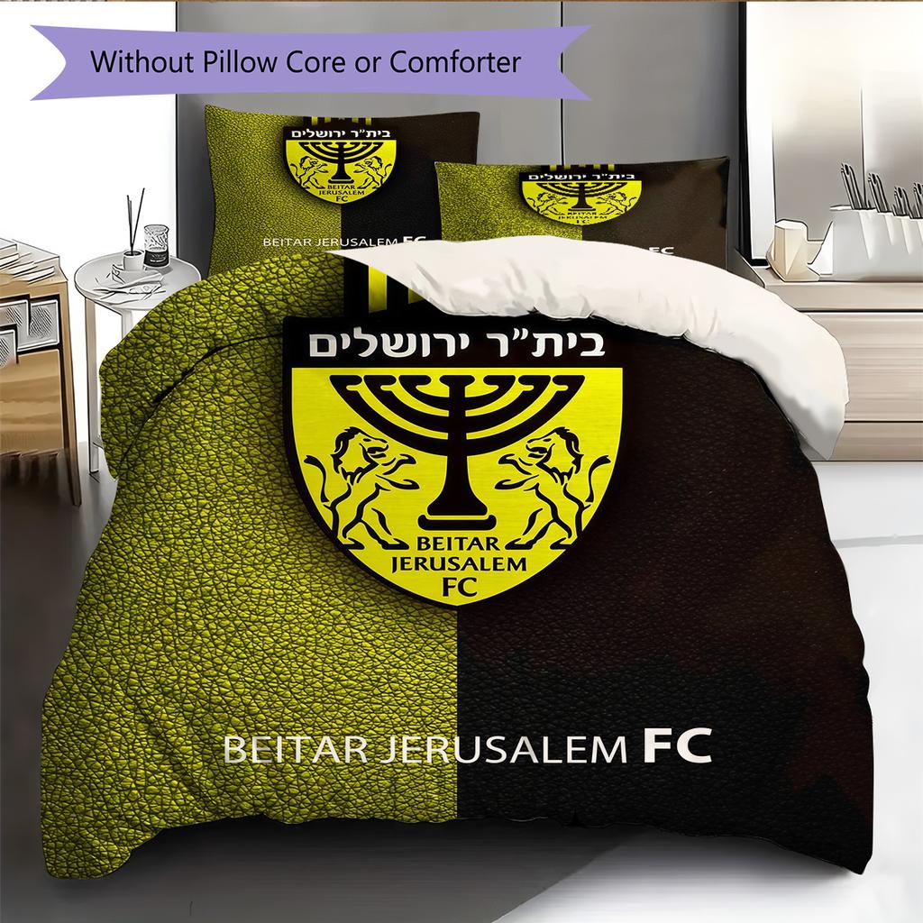 Beitar Jerusalem Football Club Pattern Bedding Quilt Set  Home Decoration  Gift (1 * duvet cover + 2 * pillowcase  without core)