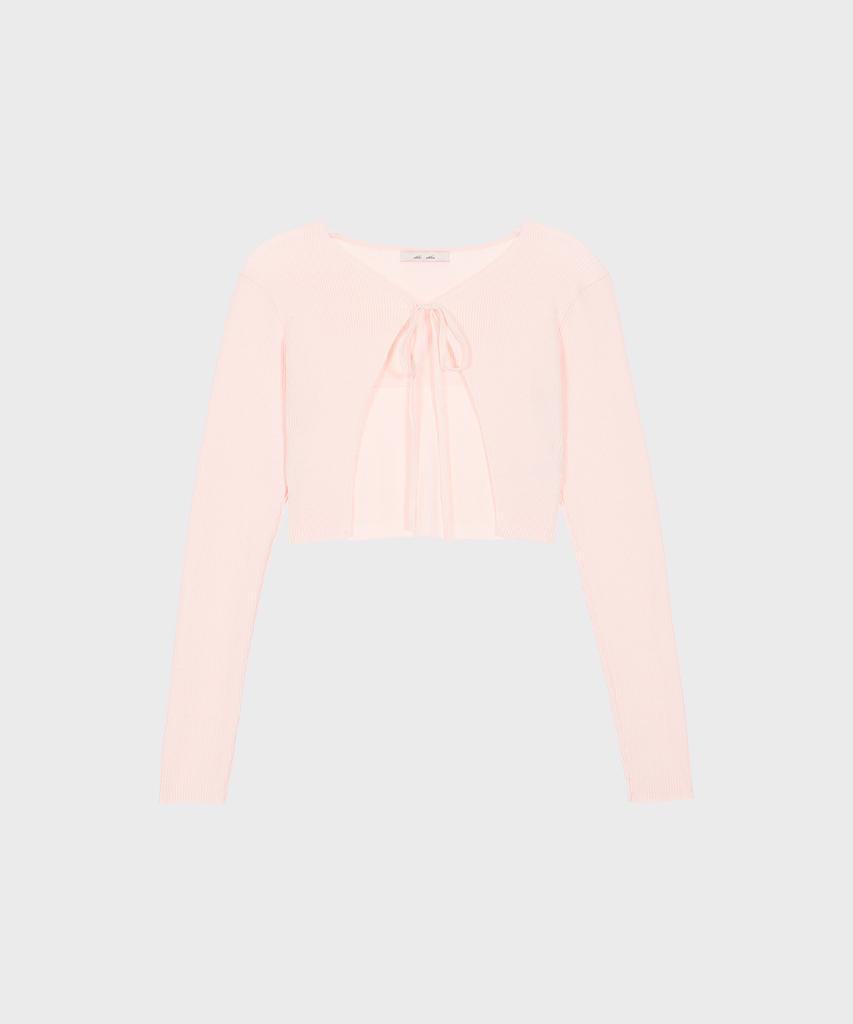 Alkialka Ribbed Ribbon Bolero (Light Pink)