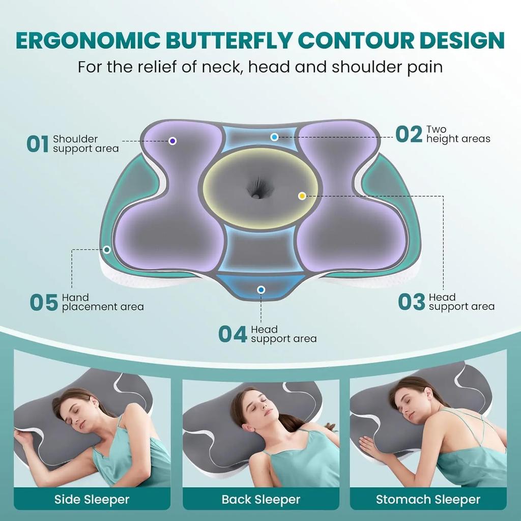 Cervical Neck Pillow for Neck Shoulder Odorless Memory Foam Pillow Soft Silk Cover Ergonomic Orthopedic Neck Support Pillow Gift