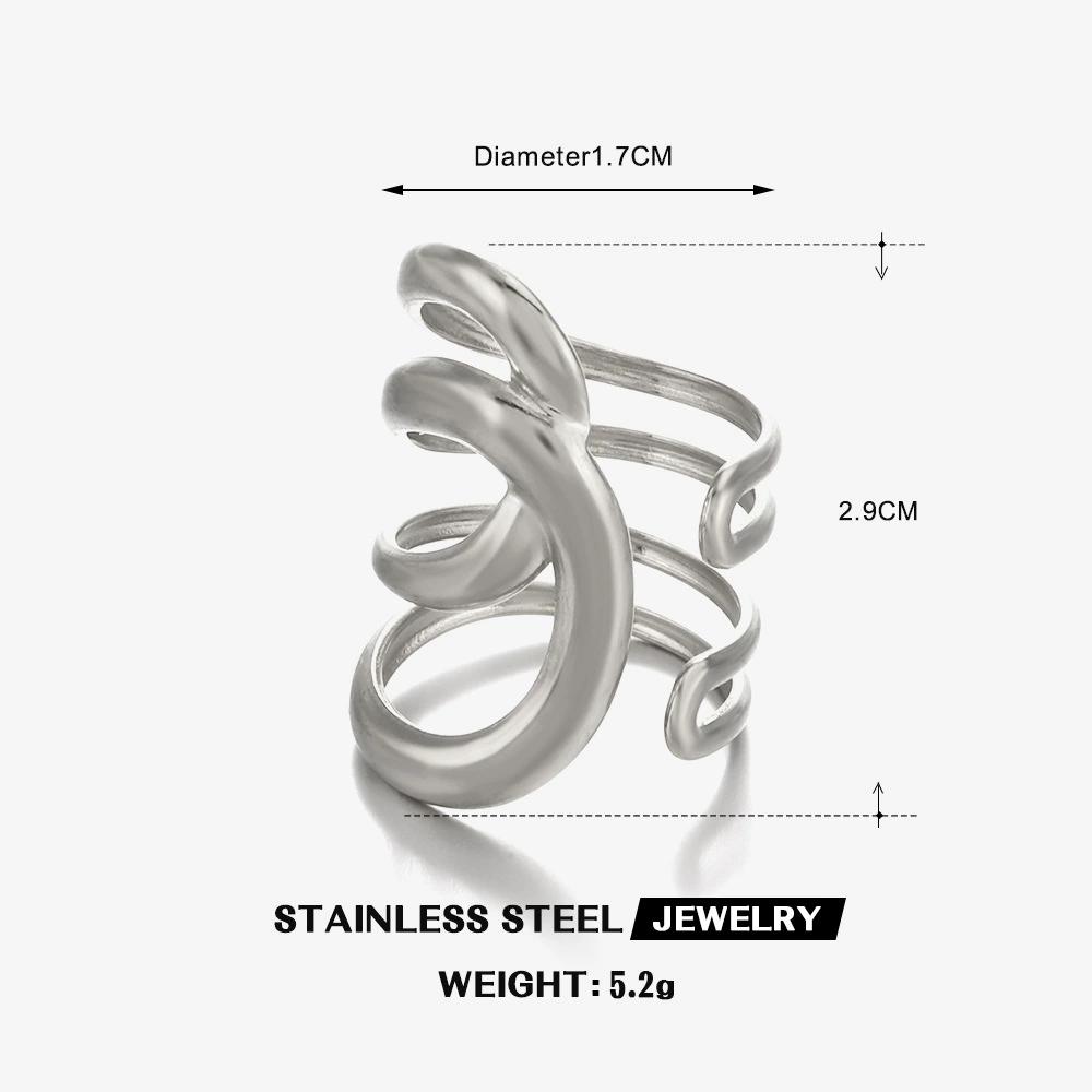Stainless Steel Multi-Layer Line Ring Thick Simple Style Trendy Design Hip-Hop Originality Ring Retro Irregular Ladies' Jewelry