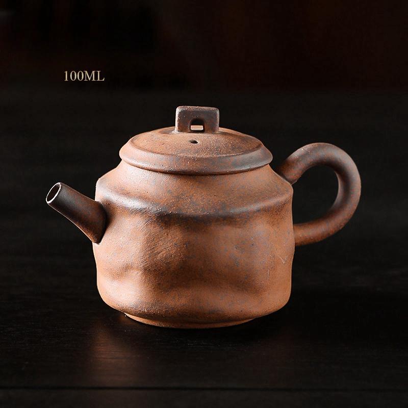 Raw Ore Rough Pottery Tea Pot, Handmade Tea Set, Single Pot, 120cc Small Tea Pot
