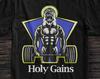 Funny Workout Shirt and Kids Tshirt for Men - Holy Gains - Lifting Shirt and Kids Tshirt