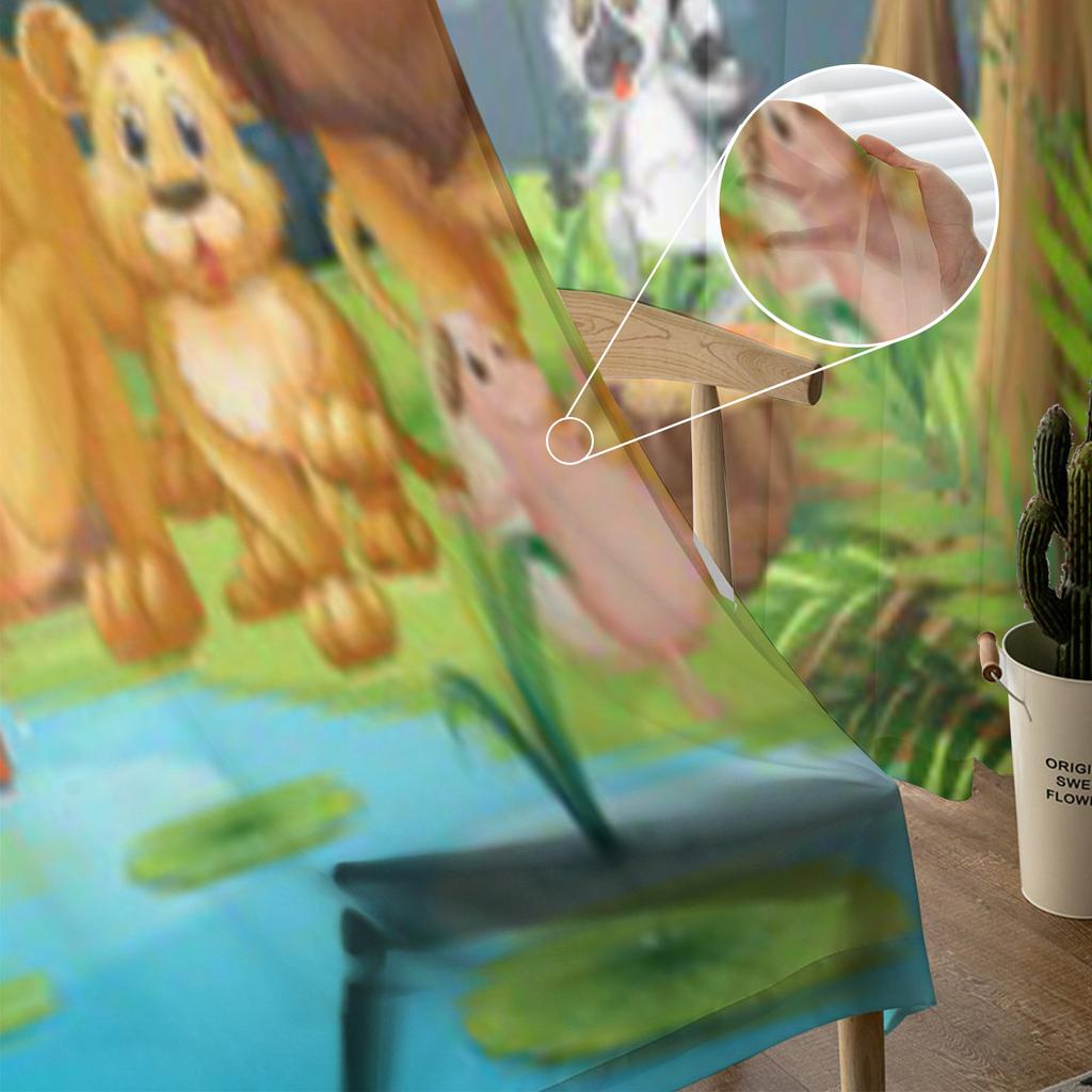 Animali Selvatici Che Vivono Lungo il Fiume Tende Trasparenti per Soggiorno Tenda Finestra in Tulle Trasparente Camera da Letto Cucina Velo Drappeggi