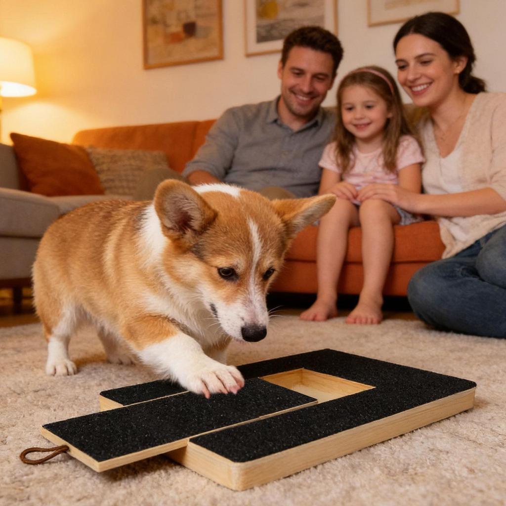 35x25cm Dog Nail Scratch Board Pull-Out Wooden Pet Nail Trim Pad With Built-in Treat Box Sandpaper Scratcher Toy  Grooming Train