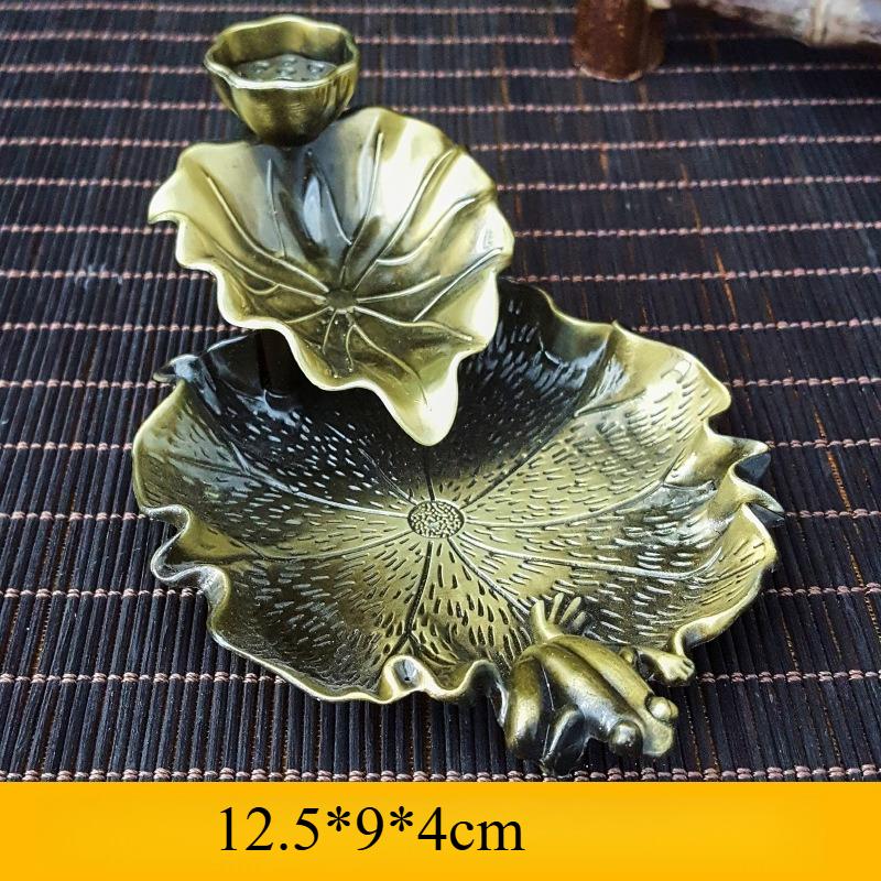 Metal Frog Lotus Waterfall Incense Burner, Zen Home Decor Backflow Cone Incense Holder for Aromatherapy, Unique Lotus Theme Gift