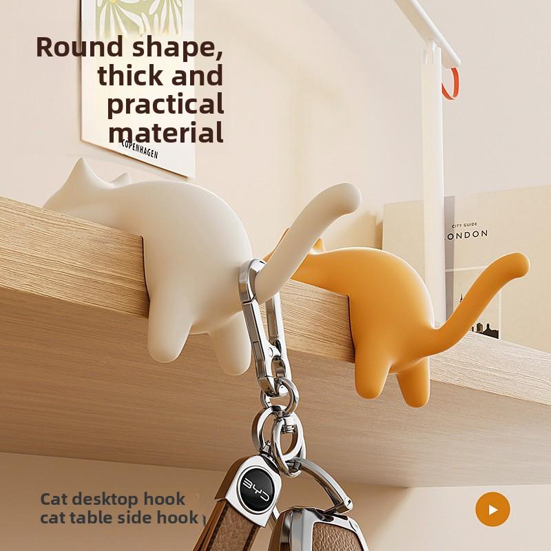Cat Backpack Hook No Drill Adhesive Hanger for Desk, Table, School, Wall Multi-Purpose Side Hook