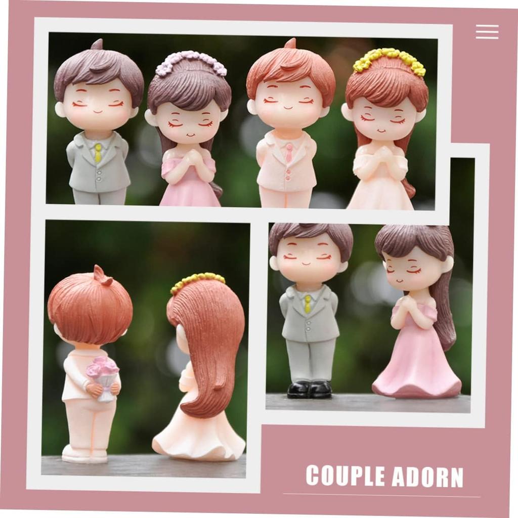 EXCEART 10 Pairs Doll Ornaments Lover Figurine Mini Figures Wedding Bride Groom Figurines Miniatures Bridal Bride Cake Decor PVC Boy Girl Modeling