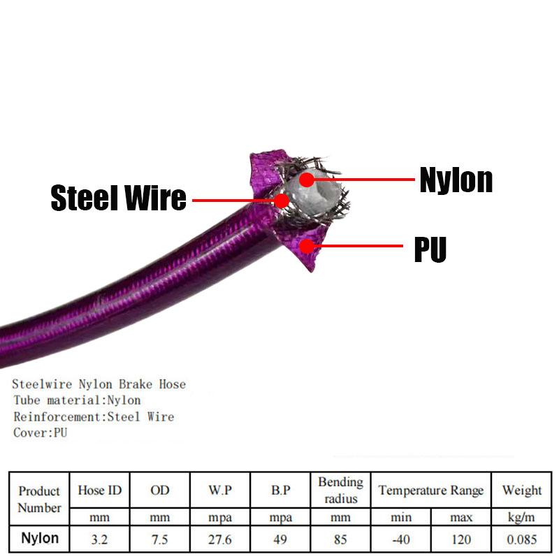 AN3 Steel Wire Weaving Motorcycle Brake Hose Explosion-proof High Temperature Resistant Reinforced Clutch Oil Pipe Universal 3.2