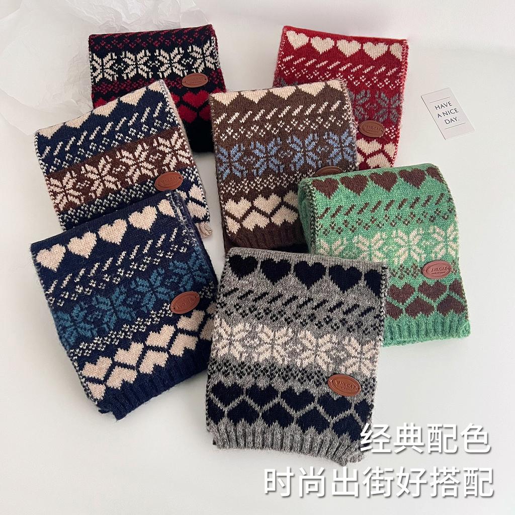 Korean Christmas scarf new atmosphere autumn and winter with Fair Island style thickened warm versatile scarf