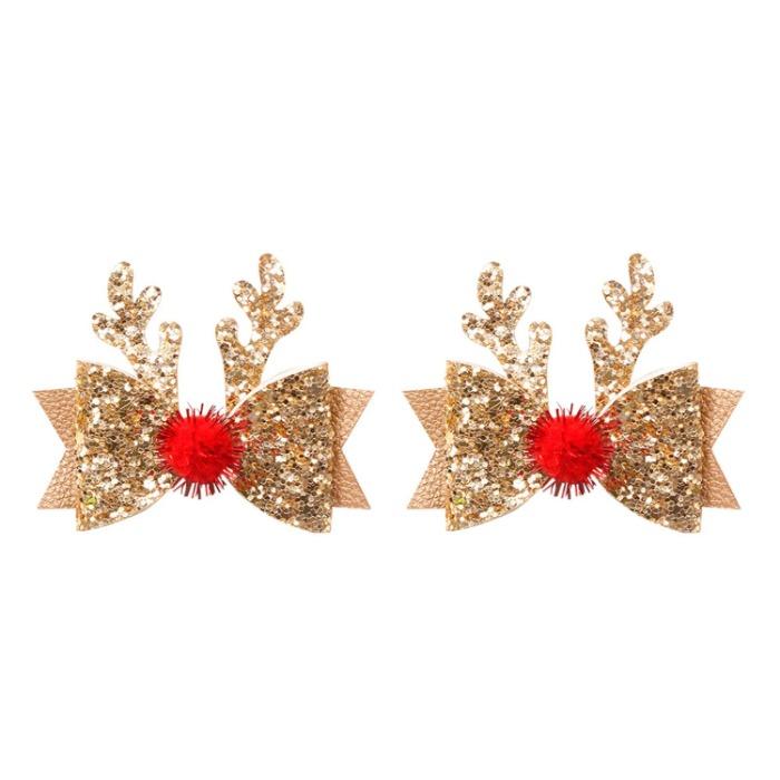 1/2Pcs Vintage Gold Sparkle Bow Hair Clips For Girls Cute Children Hairpins Barrettes Headwear Kids Christmas Hair Accessories