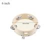 Wood 6 8 10 Inch Hand Held Tambourine Sheepskin Head Single Row Jingles Church Party KTV Musical Educational Rhythm Percussion Instrument Gifts