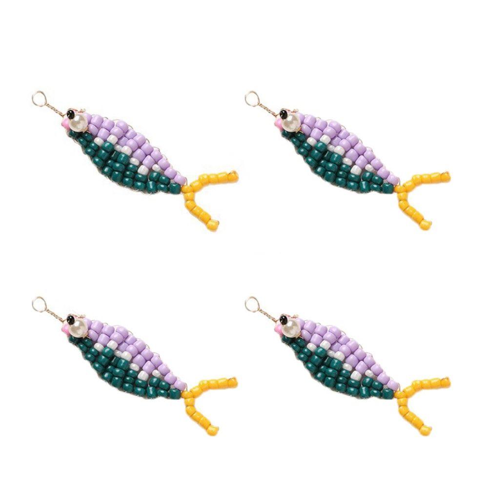 4pcs/set Cute Earring Accessories 3D Fish Shaped Colorful Jewelry Making Material Cartoon Handmade Craft Beads Diy Charms