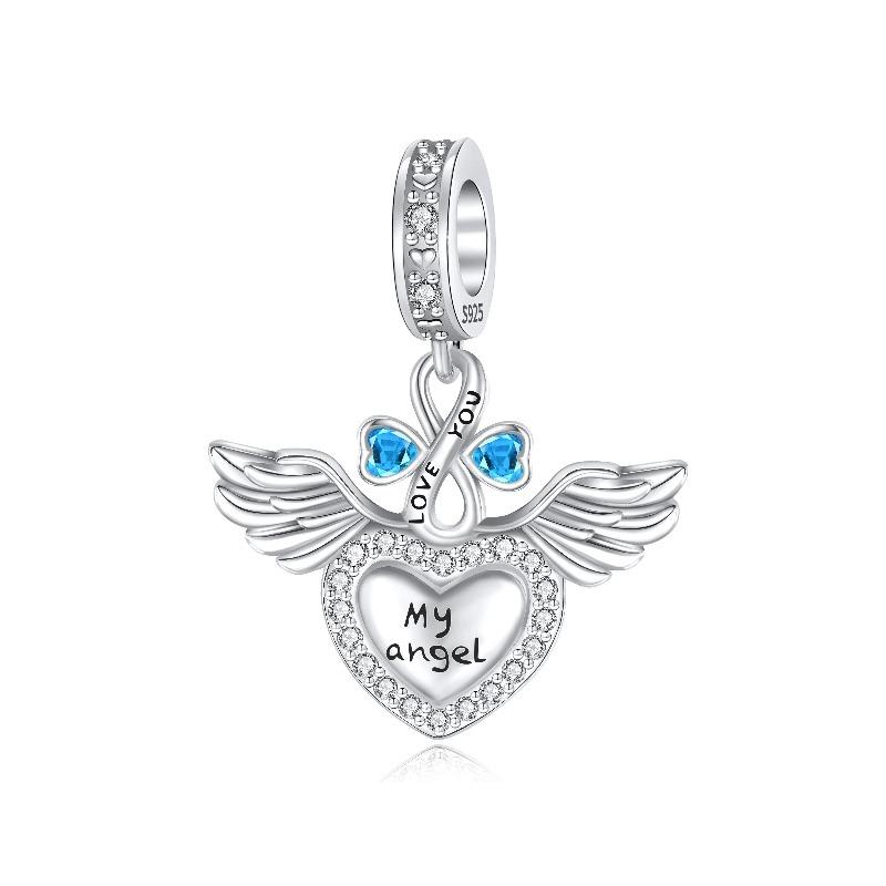 Sparkling Birthstone Charms Copper Heart Key Birthday Pendant Fit Original Necklace Bracelet Women Jewelry Diy Gift