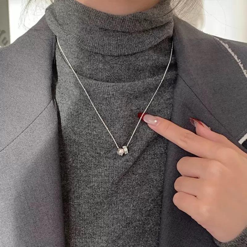 New S925 Silver Small And Exquisite Zircon Bead Chain Circle Pendant Necklaces For Women High Quality Love Necklace Fine Jewelry