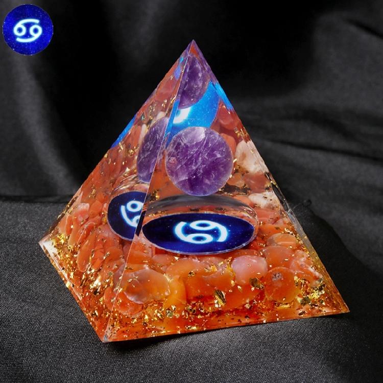12 Zodiacs Orgone Crystal Pyramid,Amethysts Obsidians Healings Crystals Pyramid Constellations Pyramid for Money Health