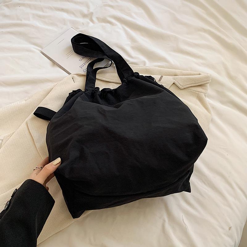 

Нейлоновая водонепроницаемая сумка-тоут большой вместимости со шнурком, классическая сумка для компьютера, сумка на плечо, универсальная портативная сумка для фитнеса чёрный