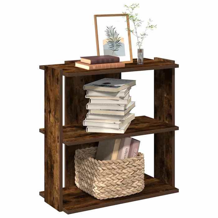 VidaXL 3-Tier Bookcase Smoked Oak 60x30x60 Cm Engineered Wood, Shelf, Book Shelf, Storage Shelf, 860251