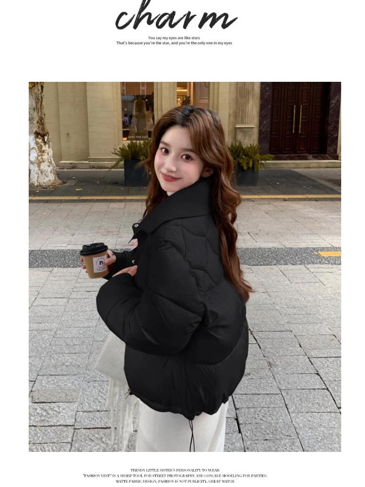 Knitted Double Collar Short Warm Jacket