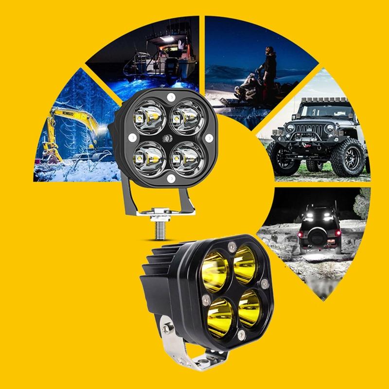 Universal 40W LED Work Light for Cars 6000LM Bright Spotlight with 4 Light Beads Energy Saving Amber Cube Light