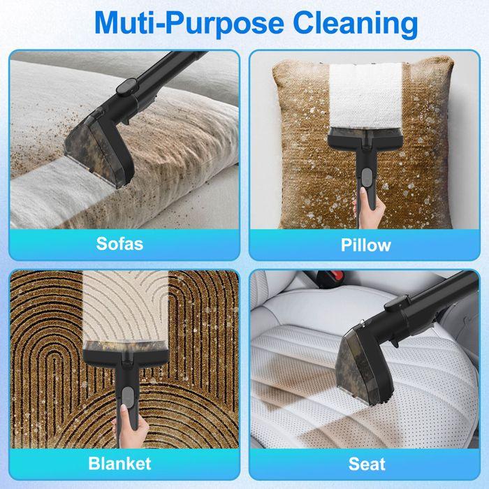 600W Carpet and Upholstery Spot Cleaner, 17 kPa, 1.1 L/1.2 L Tanks, 4 M Cable, 3 Brushes - for Home and Car