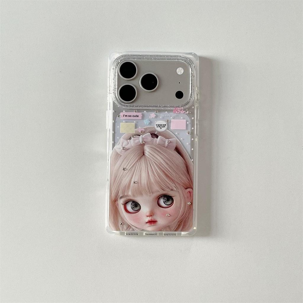 Anti-Fall Cartoon Rhinestone Phone Case for iPhone 15, 16, 17 Pro Max