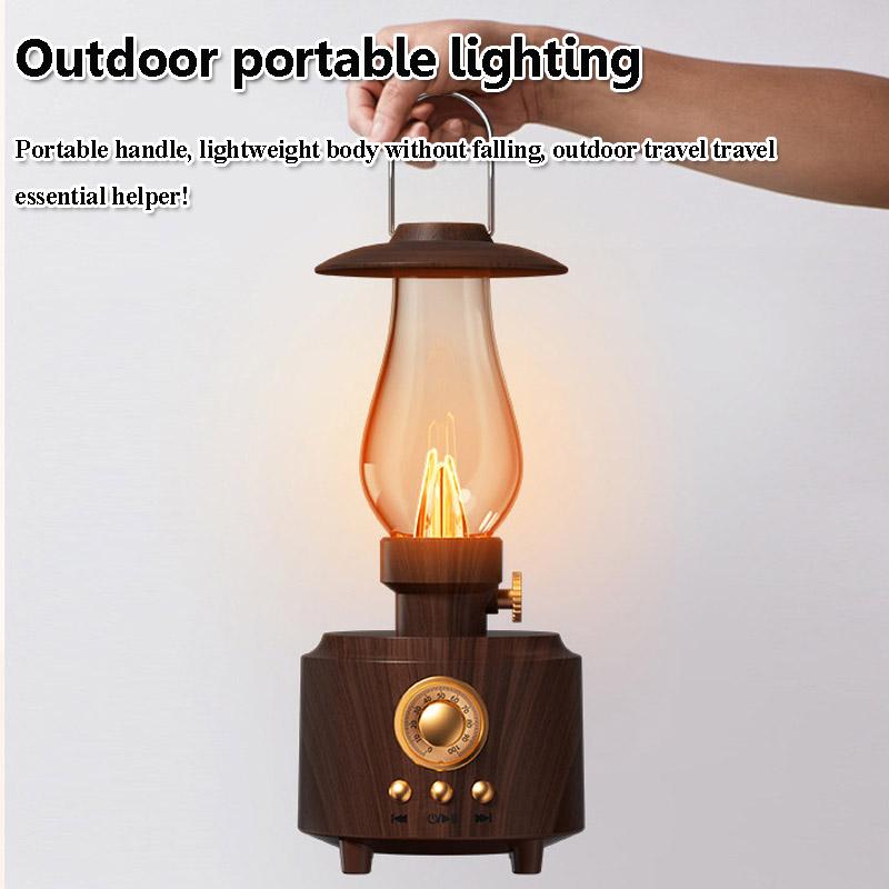 Classic Vintage Night Lamp FM Radio Night Light Bluetooth Speaker Subwoofer Hifi Sound Audio System Music Player TF USB Play