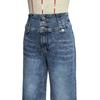 2026 Spring/Summer New Women's High-Waisted Vintage Buttoned Denim Wide-Leg Pants with Split Hem