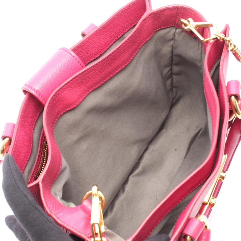 Used Miu Miu Madras 2WAY Handbag leather Pink Used Women