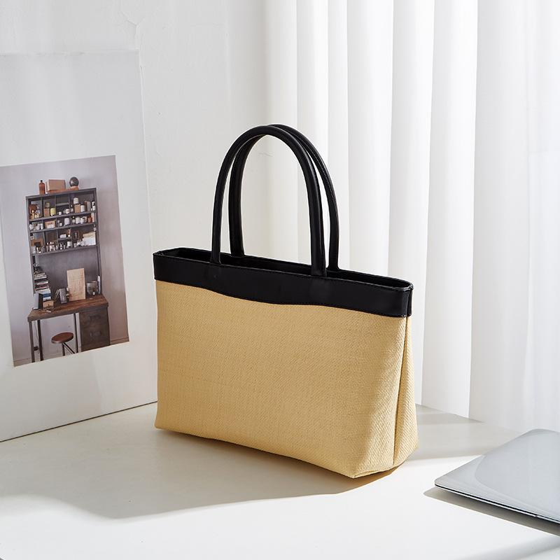 Luxury Design Straw Woven Tote Bags For Women Large Capacity Shoulder Beach Bag Pure Color Summer New Big Shopping Handbag 2024