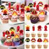 Birthday Fire Themed Cake Decoration Plugin Eight Piece Sets Party Props
