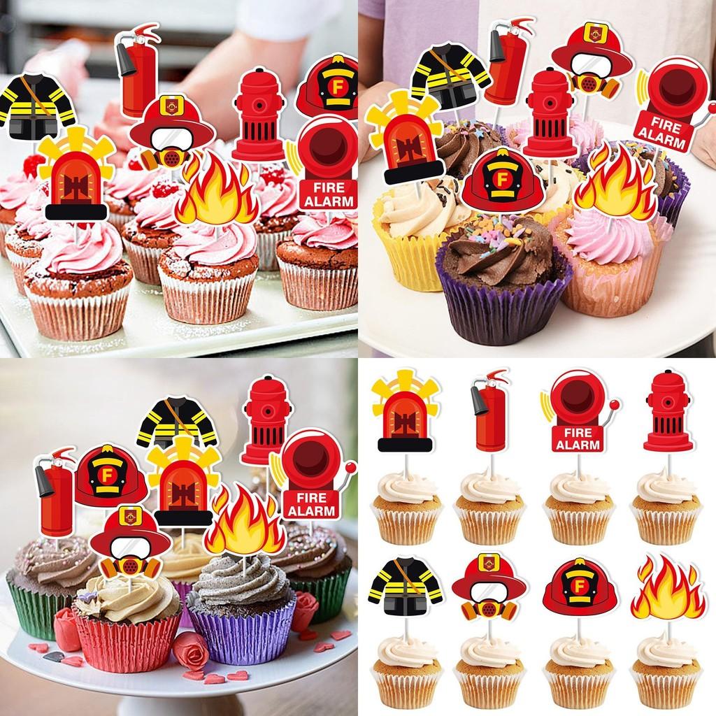 Birthday Fire Themed Cake Decoration Plugin Eight Piece Sets Party Props