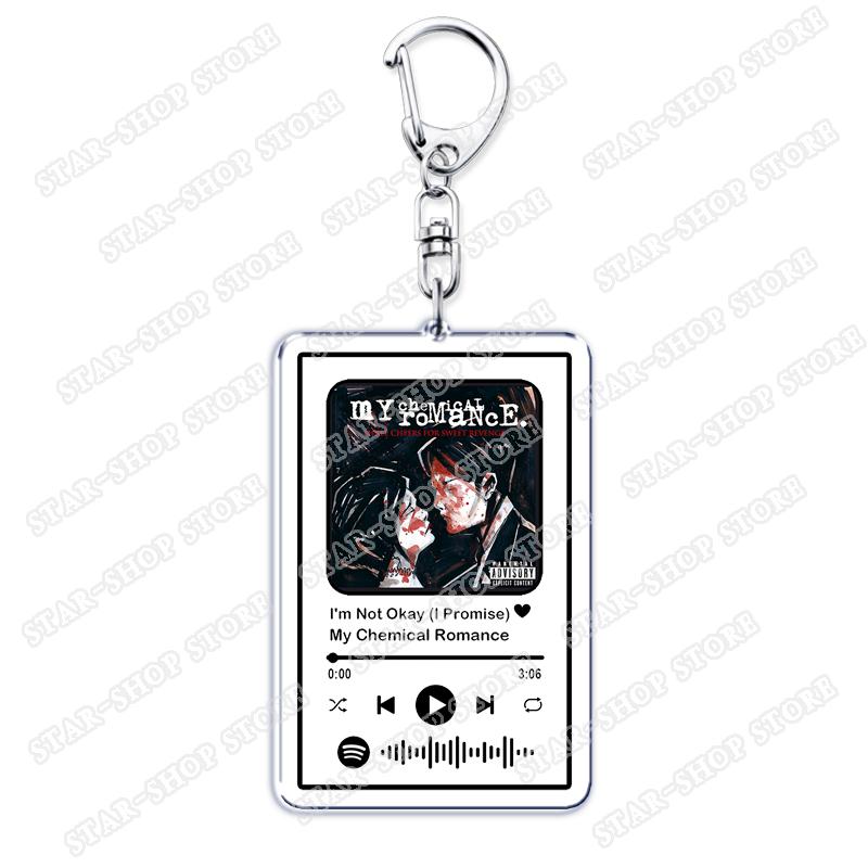 

Hot Band Keychains for Women Accessories Bag Gerard Way Frank Iero Danger Days Music Playlist Code Keying Jewelry Fans Gifts