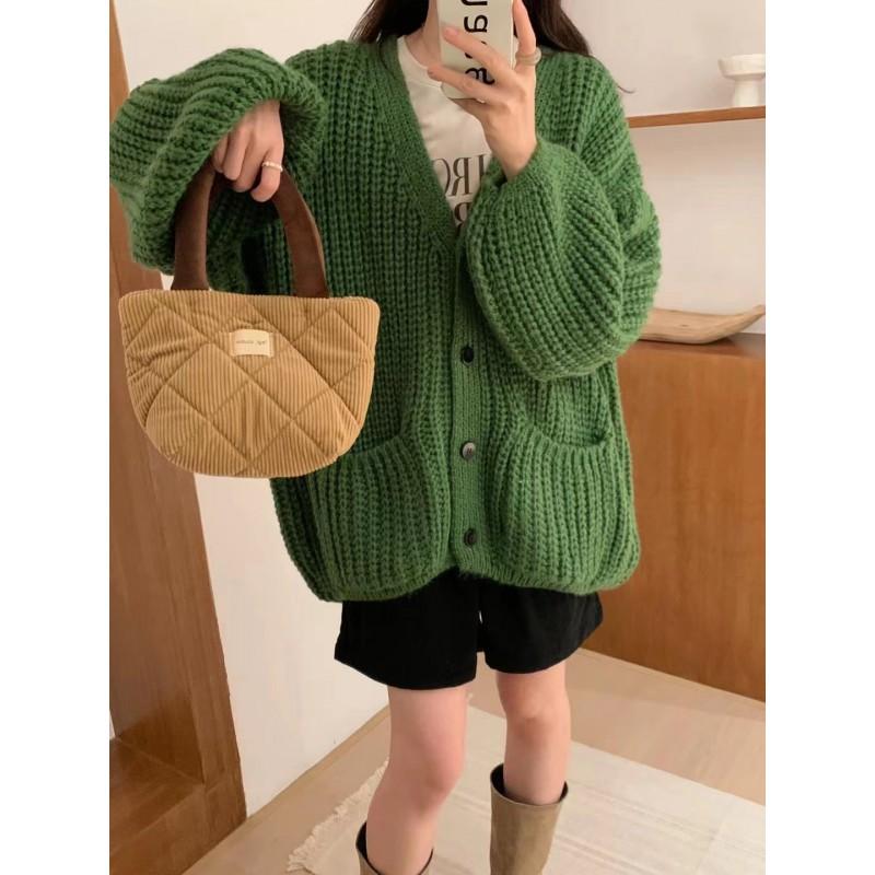 Womens Oversized Chunky Knit Cardigan Sweater V-Neck Long Sleeve Loose Fit Cozy Warm Winter Outerwear