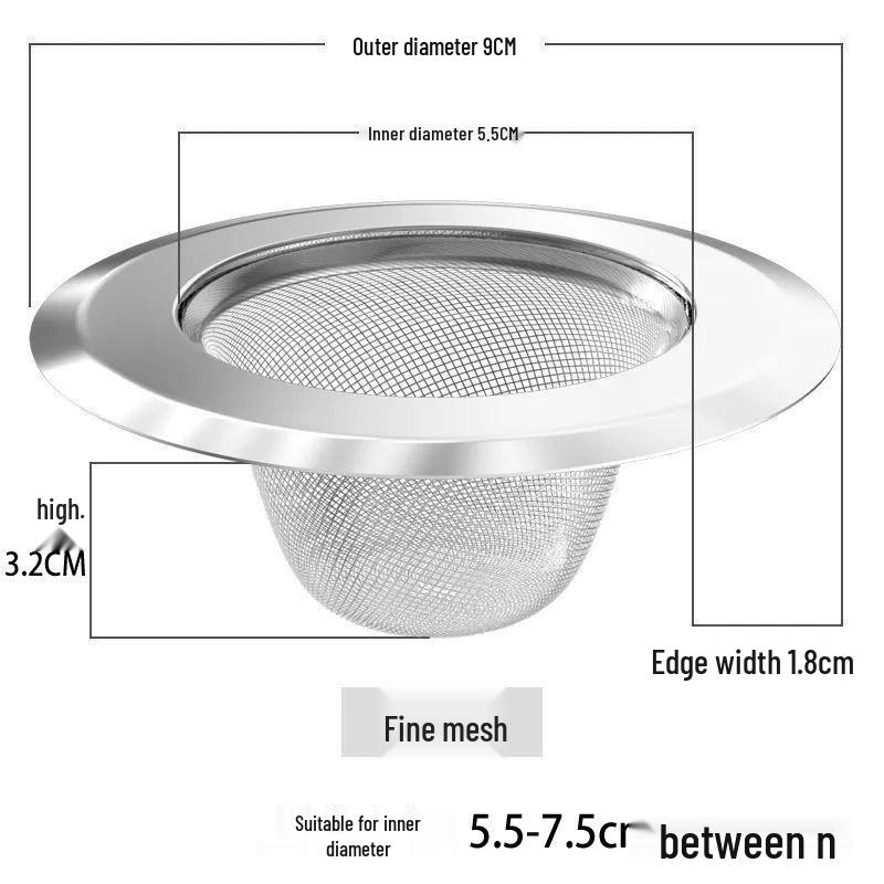 Stainless Steel Kitchen Sink Drain and Vegetable Basin Anti-Clogging Filter Net