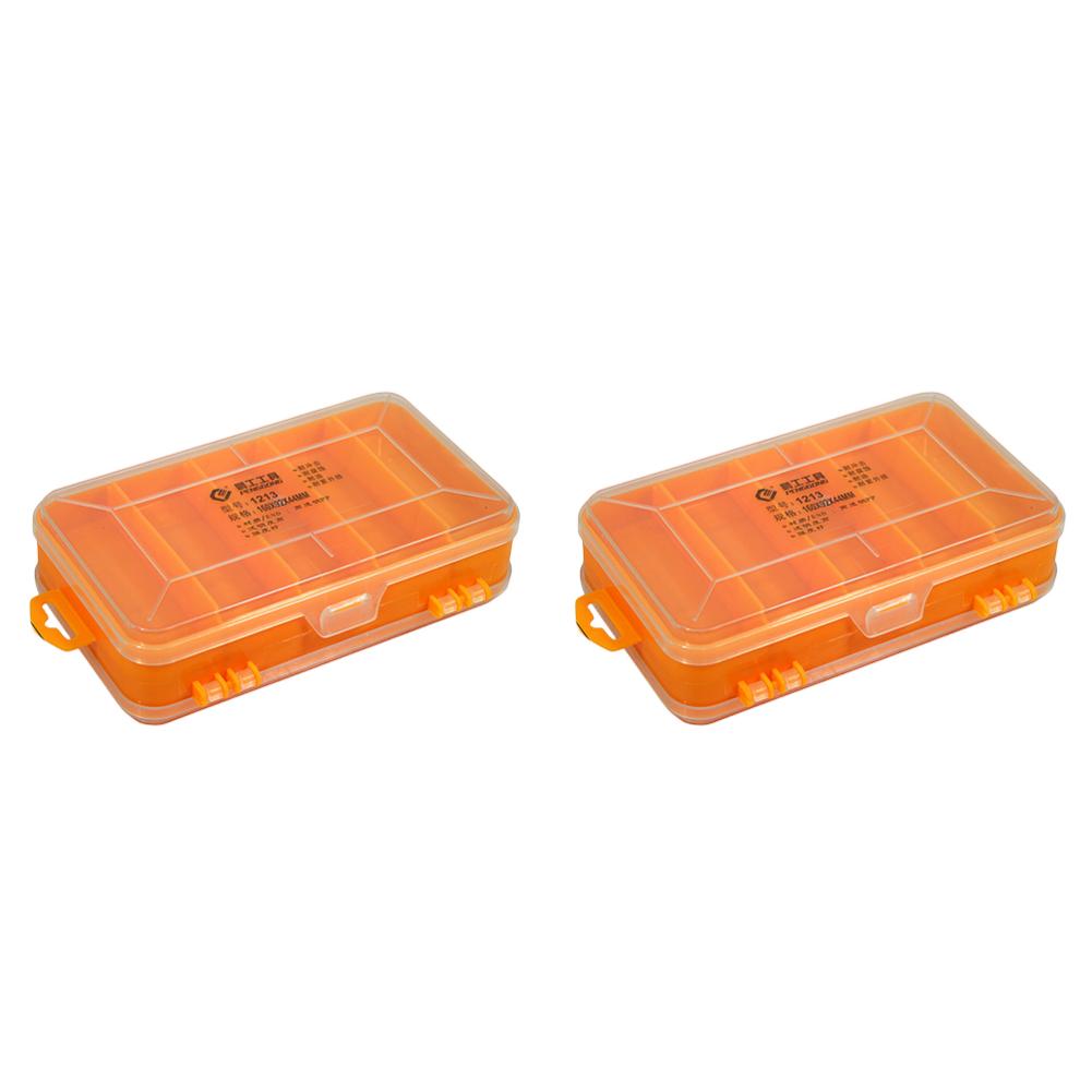 2Pcs Double-Side Hardware Organizer Box Transparent Plastic Tools Box Multifunctional Rectangle Box for Electronic Parts Screw