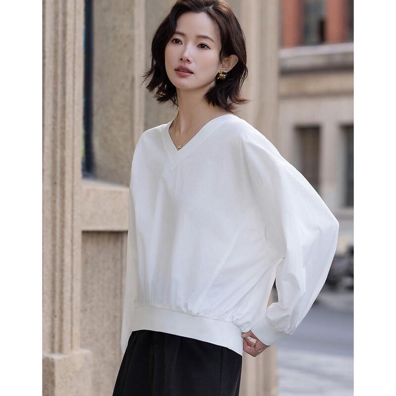 Облачный хлопковый свитшот с V-образным вырезом и рубчиком Demana L