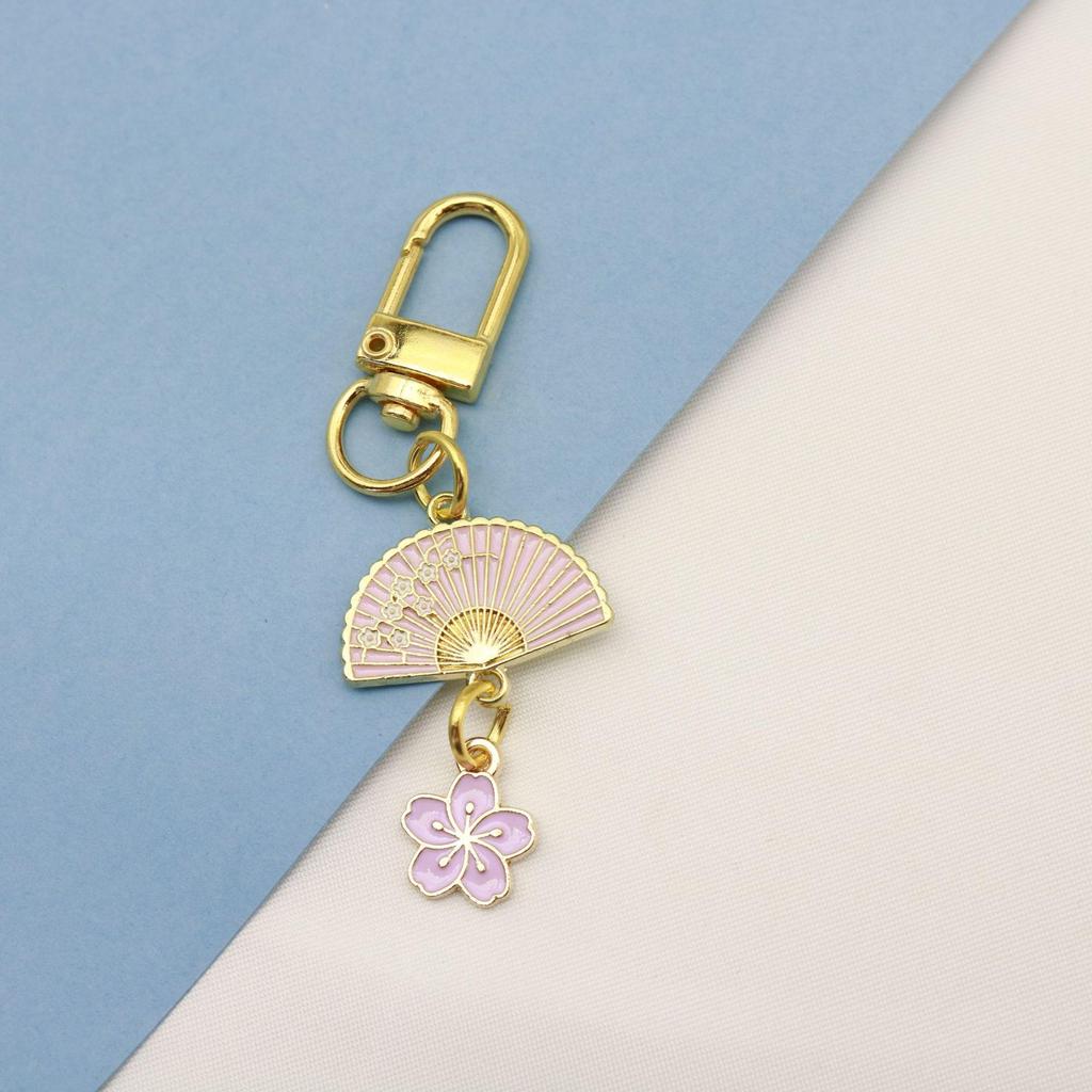 Cherry Blossom Keychain Pendant for Airpods with Alloy Fan Tag - Perfect Couple Bag Charm