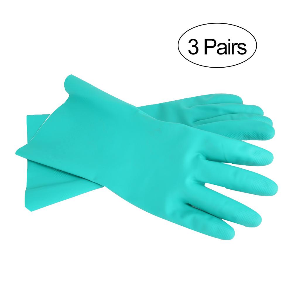3 Pairs of Chemical Resistant Protective Safety Nitrile Rubber Work Gloves Industrial Hand ProtectorL