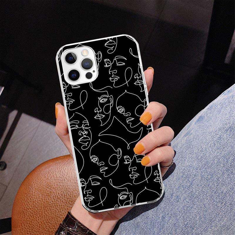 Abstract Line Women Face Phnoe Case for Iphone 17 Air 16 11 12 13 Mini 14 Plus 15 Pro Max 7 8E SE 2020 16ProMax Phone Cover Coqu