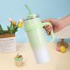 Big Mac gradual change ice cup 10oz straw handle car cup large capacity stainless steel thermos cup water cup