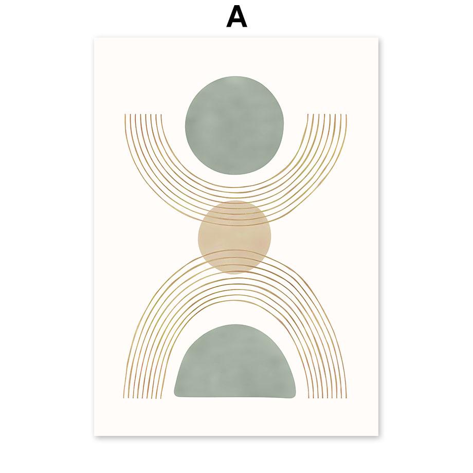 Abstract Mountain Leaf Sun Rainbow Geometry Landscape Posters And Prints Wall Art Canvas Painting Pictures For Living Room Decor