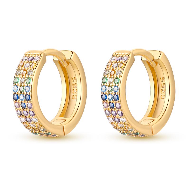 Original 925 Silber Creolen Gold Ohrringe Für Frau Herz Stern Mond Zirkonia Pendientes Modeschmuck