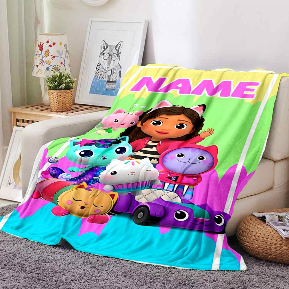 Customiz Name Personality Gabby's Dollhouse Blanket Soft &Warm Sofa Office Bed Travel Lunch Break Blanket, Gift Suitable All Seasons