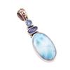Natural Republic Larimar,Kyanite 925 Solid Sterling Silver Pendant 1.75'' z5u66