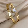 Stainless Steel Bangle Bracelet Inlay Luxury Rhinestones Gorgeous Synthetic Zirconia Geometric Oval Square Stars Shape for Women