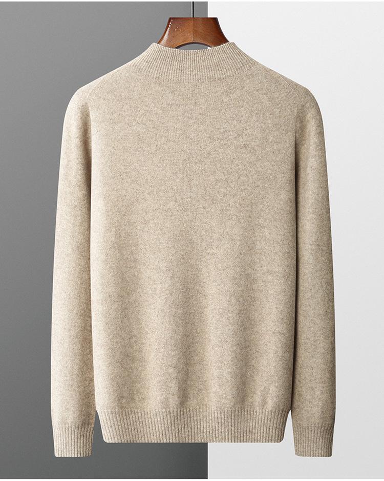 Men's Casual Cashmere Sweater: Half-High Neck, Thin, Long-Sleeved, Fuzzy, Loose Fit for Autumn and Winter