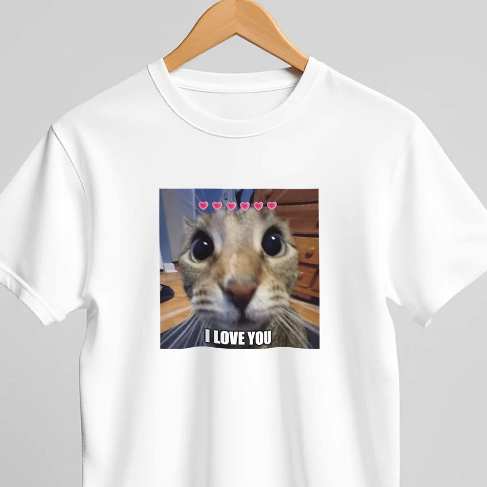 I Love You Cat Shirt | Sweet Valentine Cat T-Shirt | Cute Romantic Cat Tee | Unisex Valentine Gift M