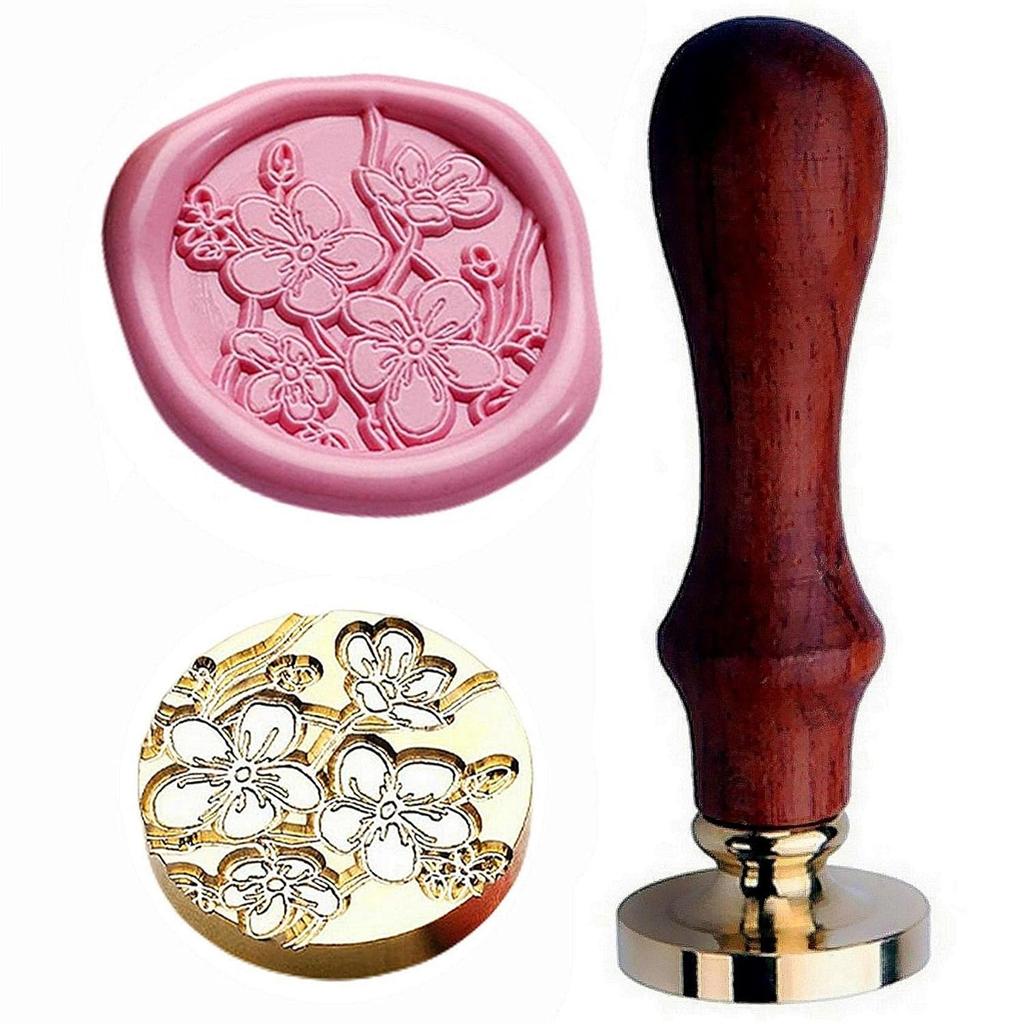 JUPPE 6pcs Flower Wax Seal Set, Cherry Blossom Rose Bell Orchid Branches Tulip Various Flowers Sealing Wax Stamps for Wedding Invitation Birthday