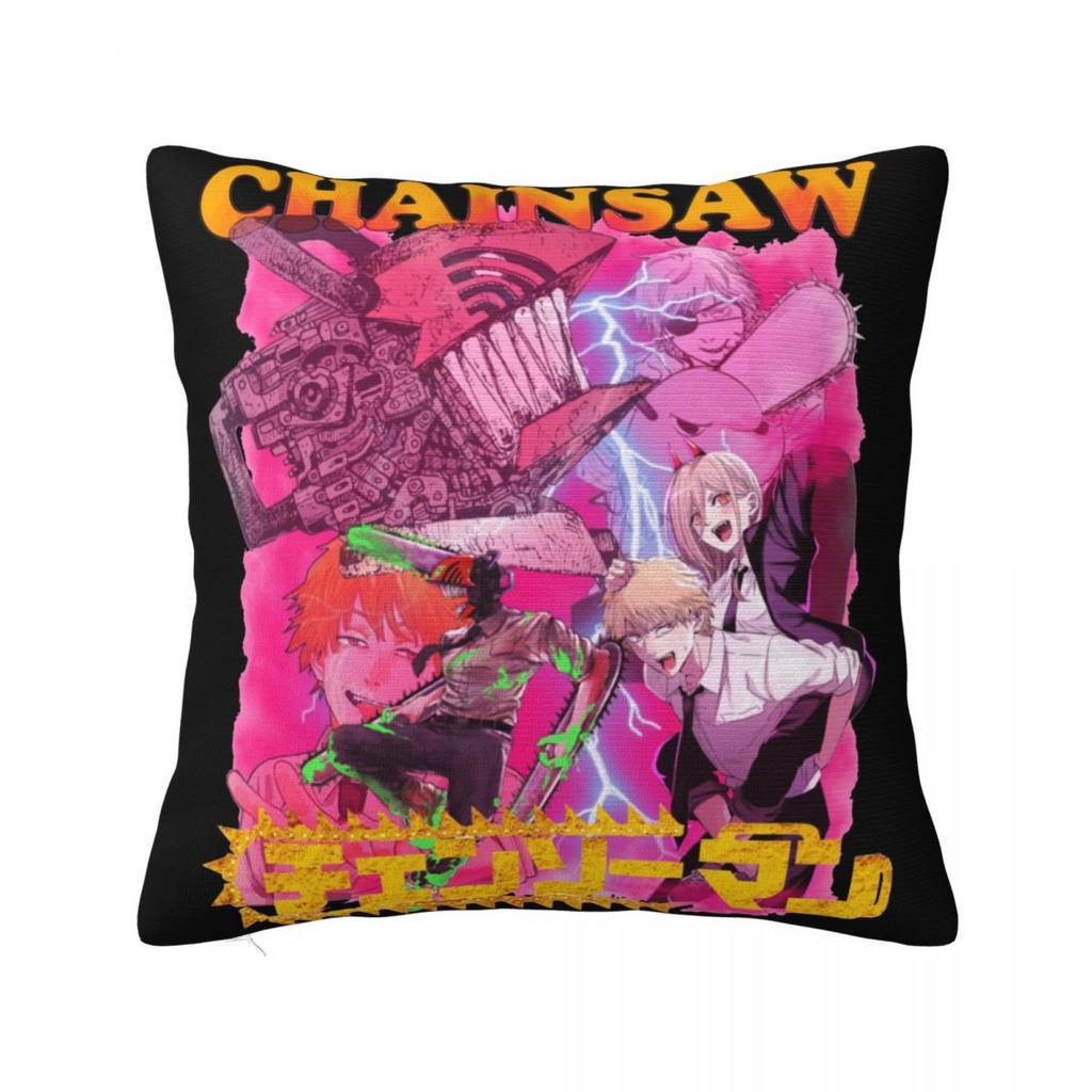 Anime Chainsaw Man Pillow Case Cushion Covers Customized Polyester Decor Pillowcover for Seat 45x45cm