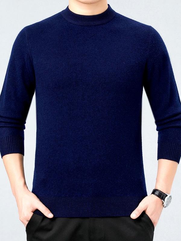 Herren Business Casual dicker Kaschmirpullover - Neuer Stil, Halbhoher Rundhalsausschnitt, 100% Reines Kaschmir, Hochwertige Basisschicht